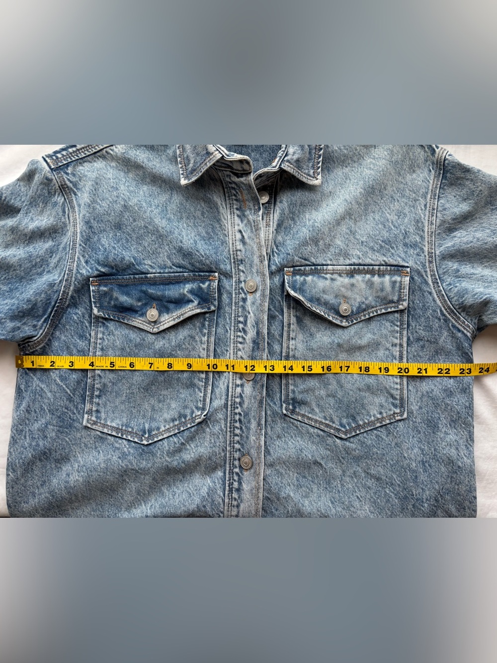 AllSaints Lily Shacket Dress Heavyweight Denim Button-Up Light Wash Women’s US 4 - Picture 13 of 15